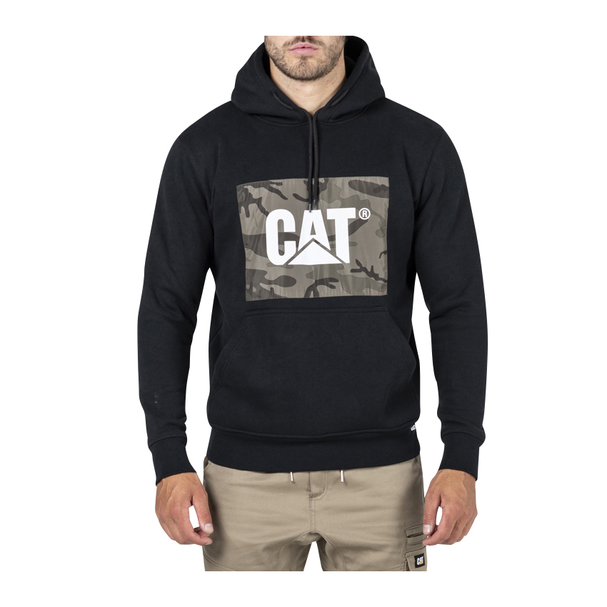 Men's Caterpillar Trademark Hoodies Black Ireland MXDF78401